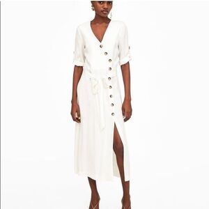 Zara White Buttoned Midi Sundress